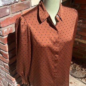 Express Brown Polka Dot Blouse